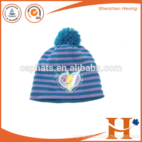 Factory price! fashion custom embroider pom pom beanie for kids